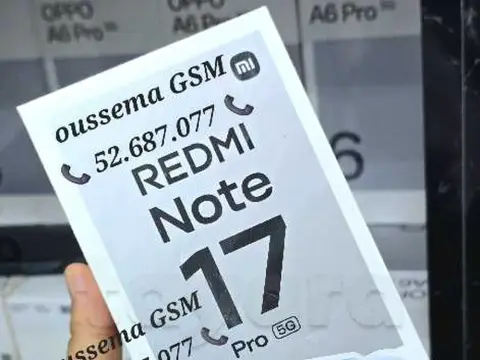 Xiaomi Redmi Note 17 pro 5g Snapdragon 🐲6s Gen 4 Neuf cacheté 
📞52687077📞