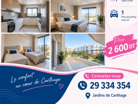 un s+2 au jardin de Carthage a louer