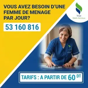 femme de menage par jour a jardins el menzah
