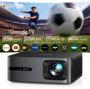 Vidéoprojecteur 4K, Google TV, WiFi 6 Bluetooth, 2200 ANSI Projecteur 4K Supporté avec Android TV, RétroProjecteur Sellé, Keys: video projecteur , projecteur , retroprojecteur , retro , rétro , rétrop