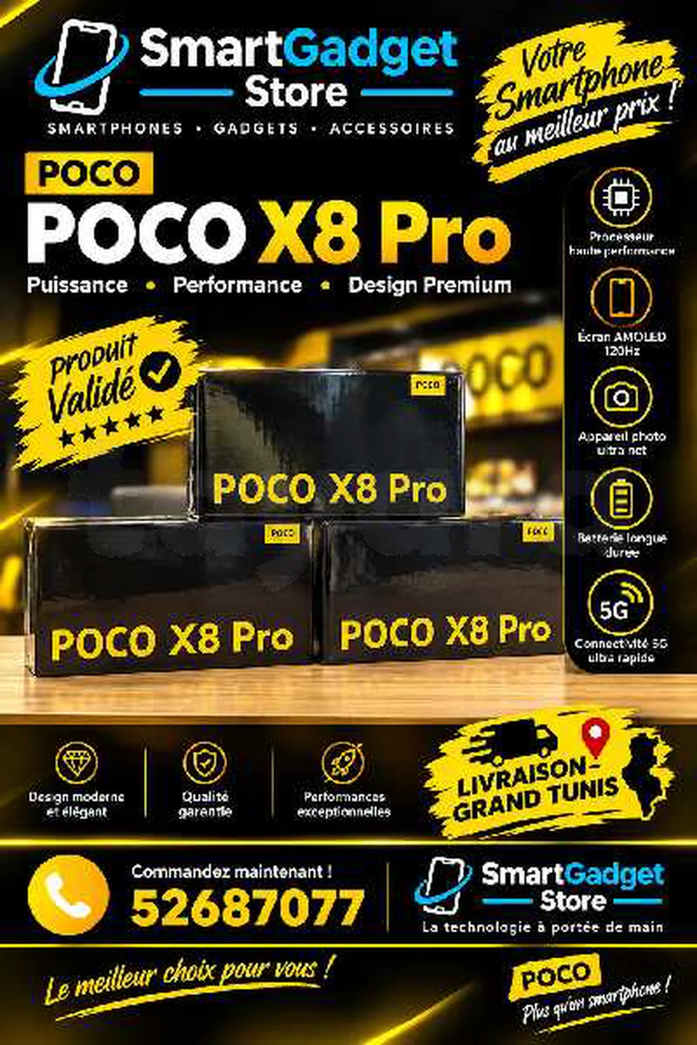 Poco X8 Pro 5G Neuf cacheté Sous blister Validé 52687077 à Tunis, Tunis — photo 1
