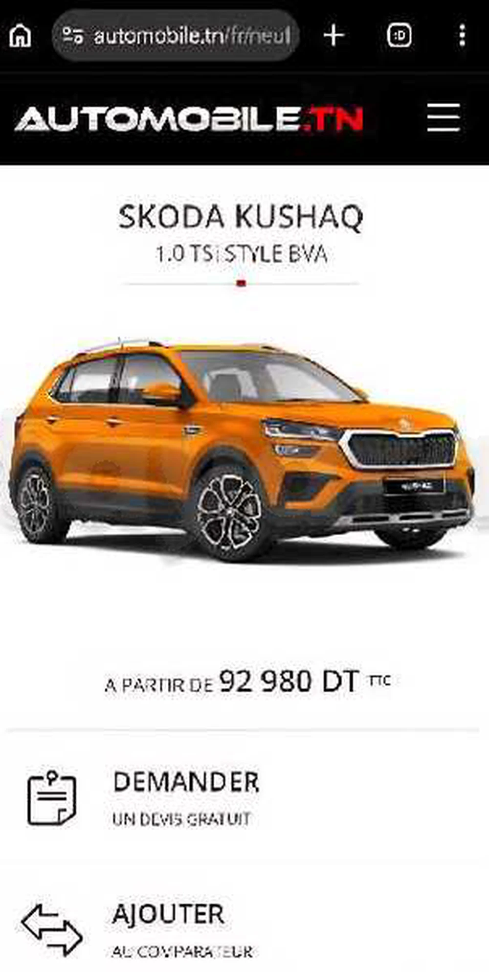 Suv Skoda Kushaq à Autres Villes, Ben Arous — photo 2