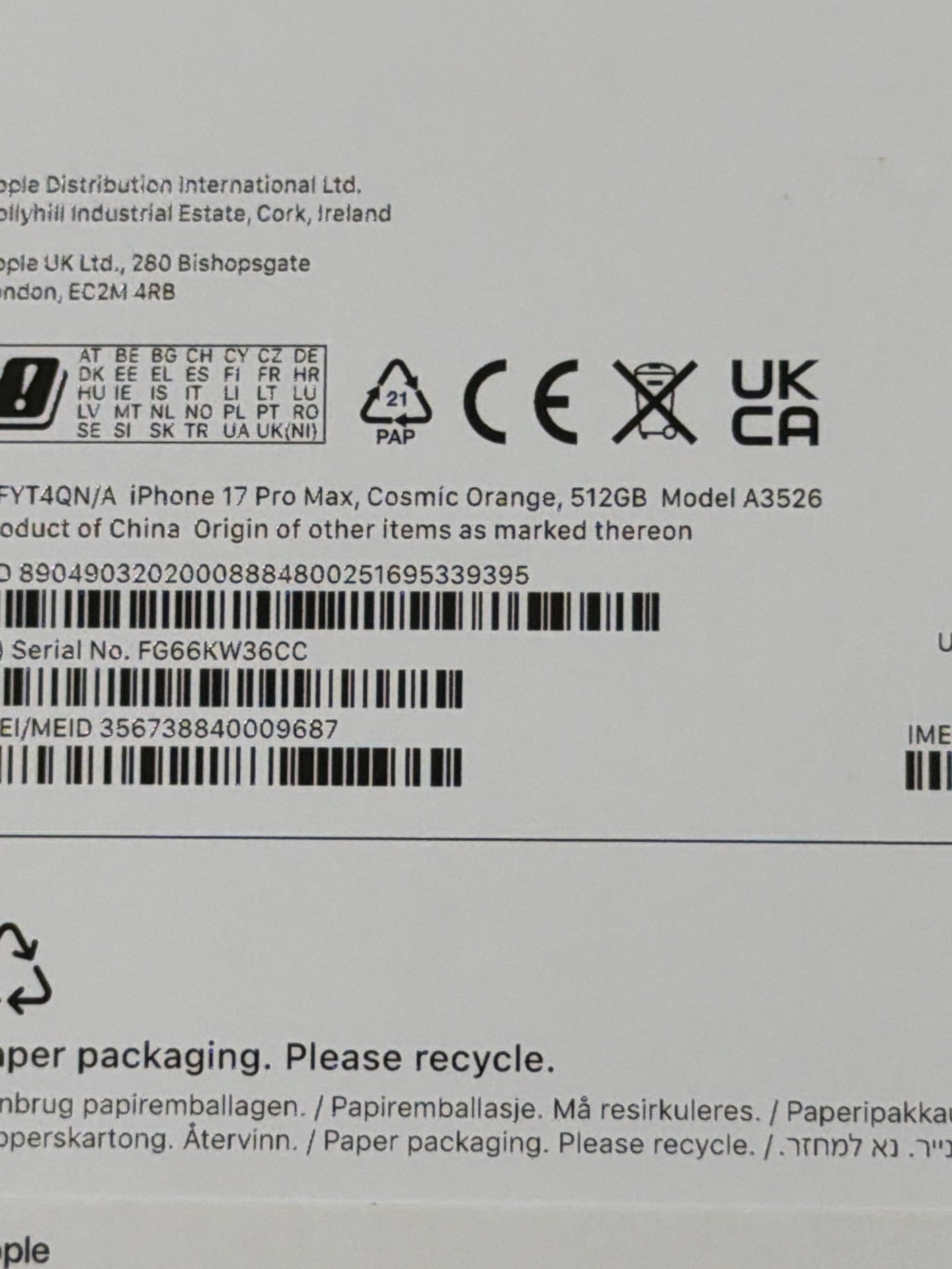 Iphone 17 Pro Max/512 GB/ New Box à Fereej Bin Mahmoud — photo 5