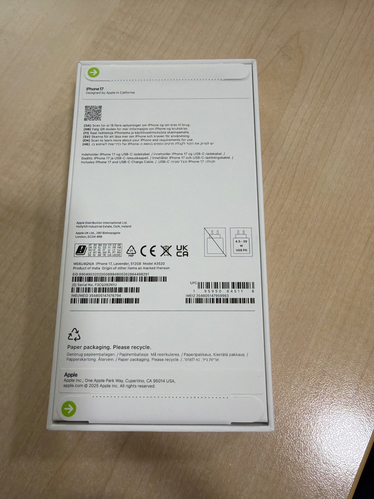 Iphone 17 / 512 GB / BoX / Lavendor à Fereej Bin Mahmoud — photo 2